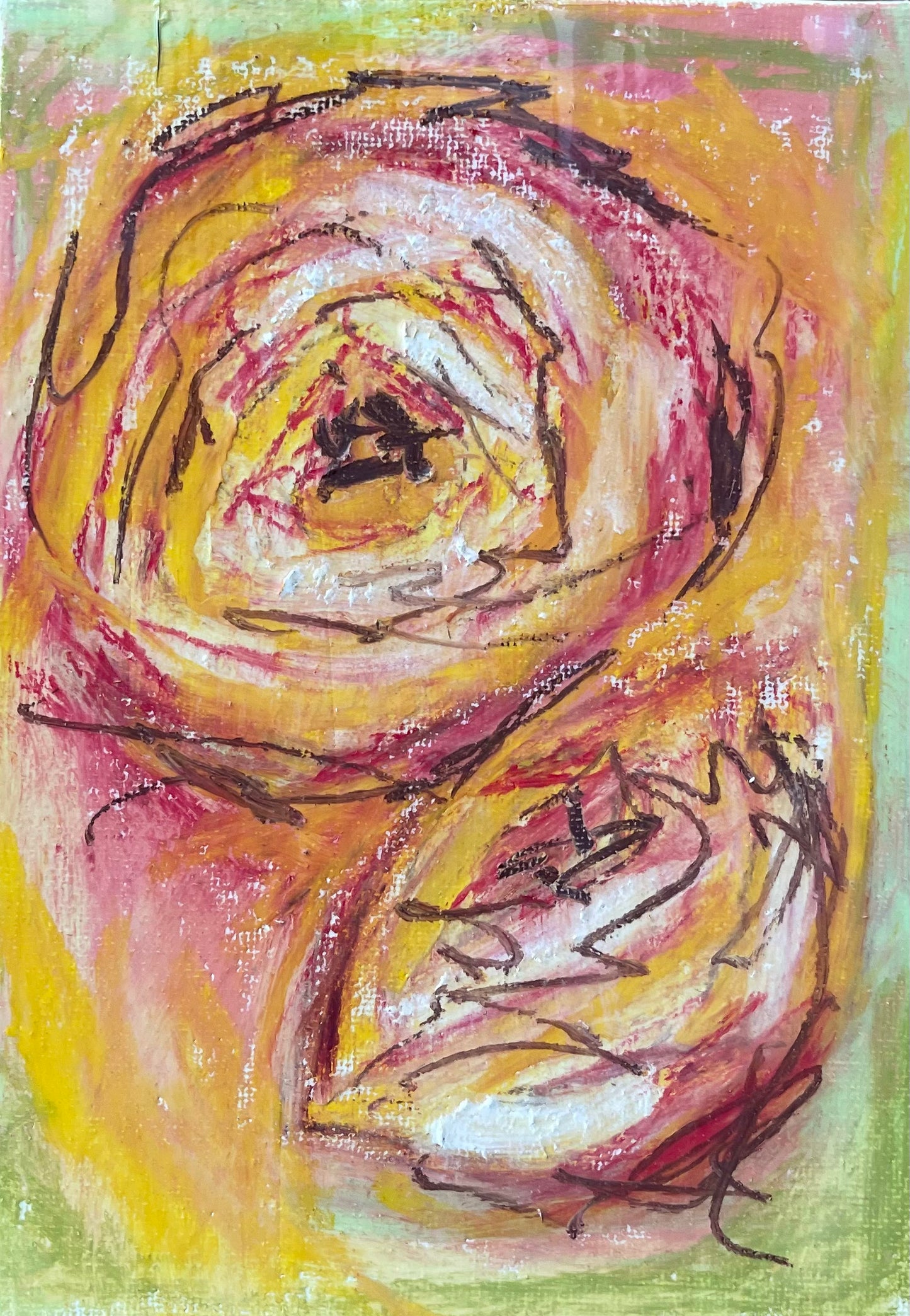 Morning Roses - 8" by 6" Mixed Media Painting