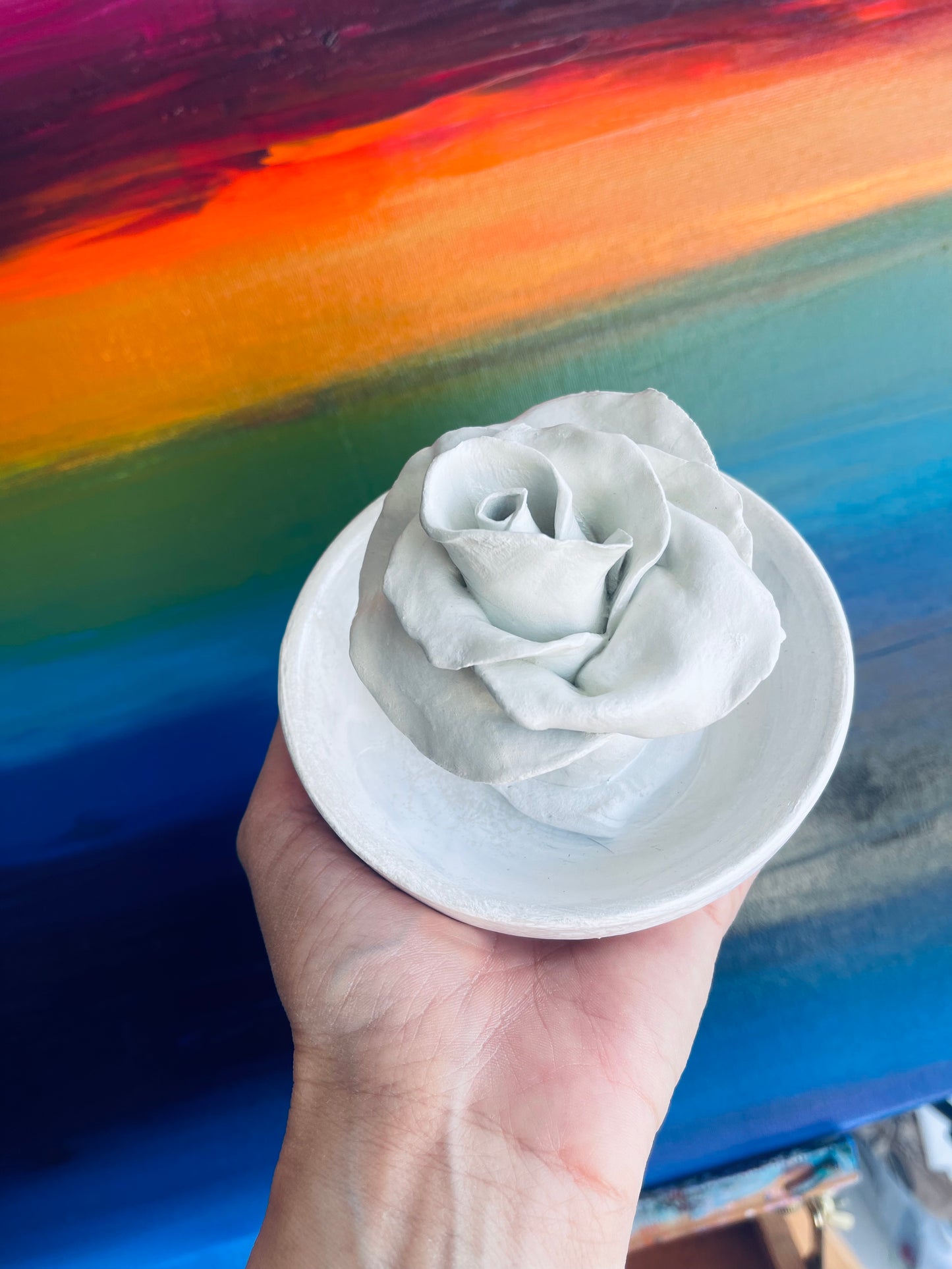 Purity - White Rose Ceramic Trinket Bowl