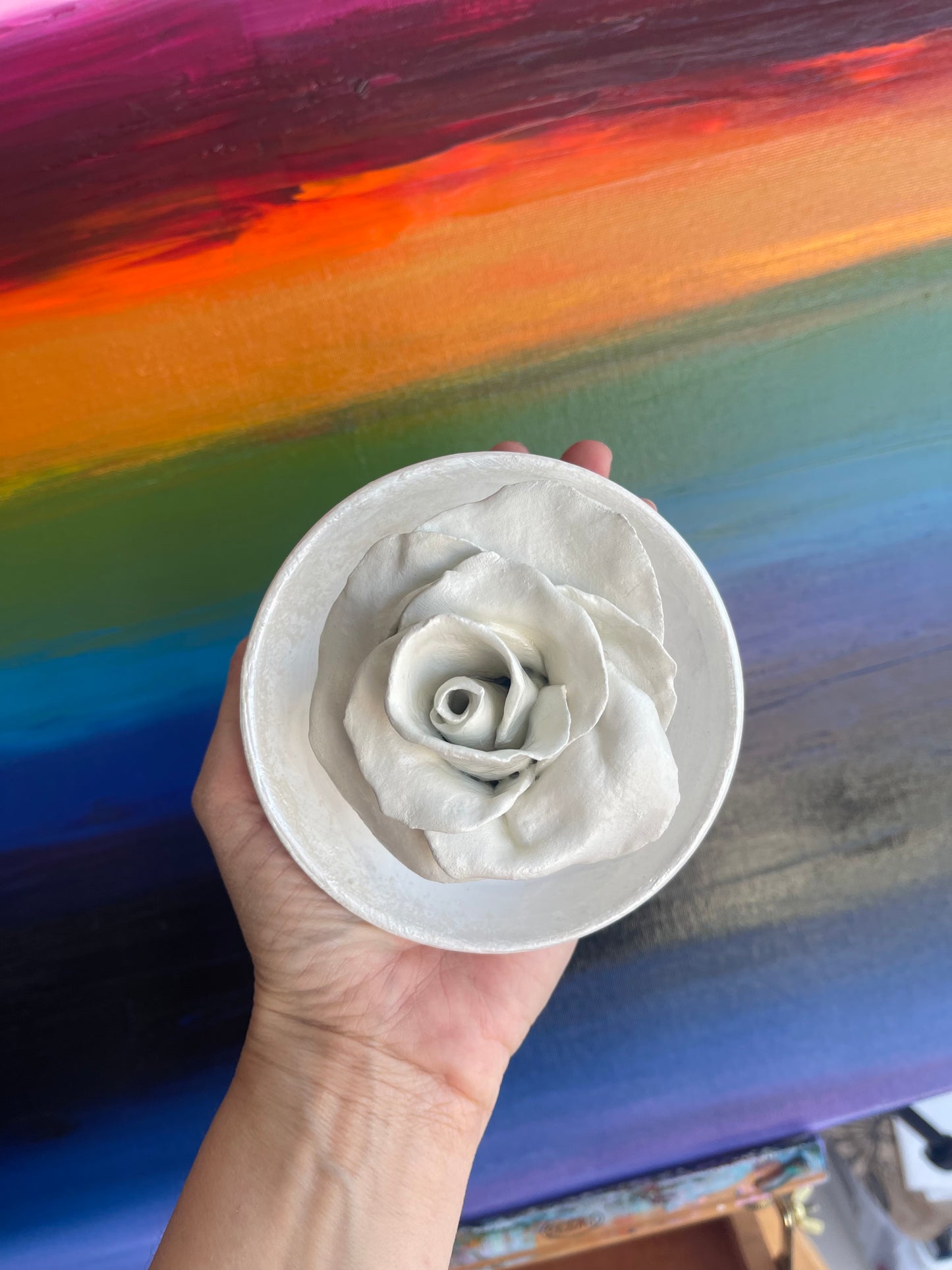 Purity - White Rose Ceramic Trinket Bowl