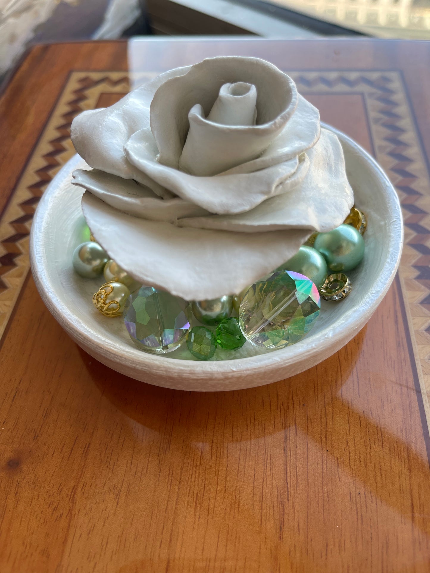 Purity - White Rose Ceramic Trinket Bowl