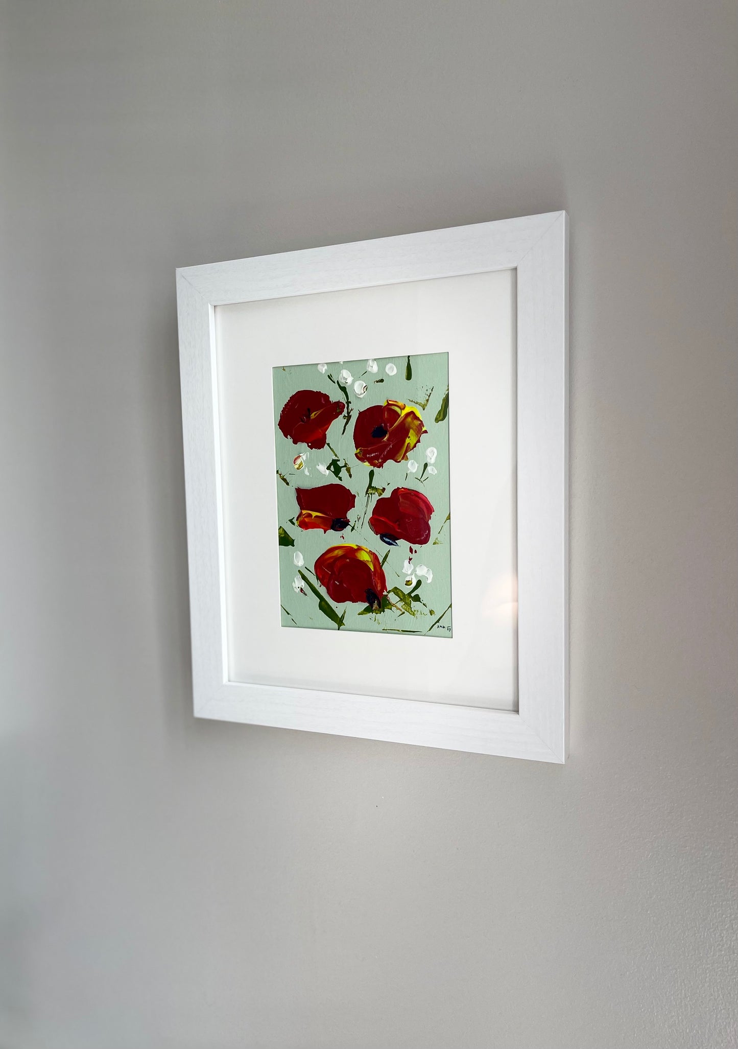 Wild Red Poppies Acrylic Painting Framed