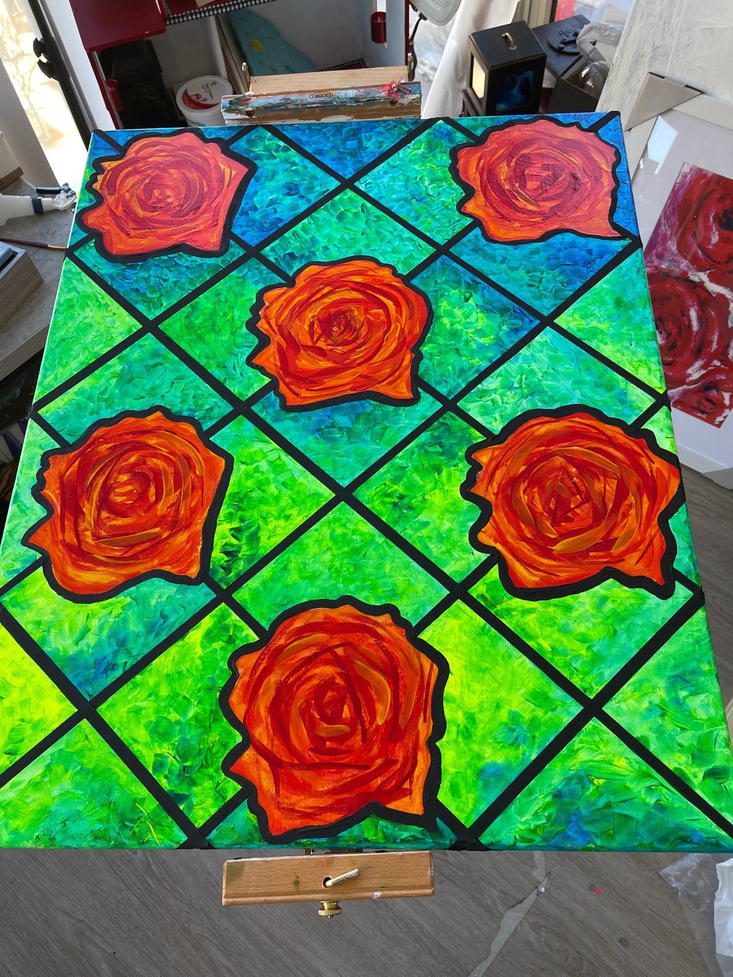 Rose Window Large Acrylic Painting