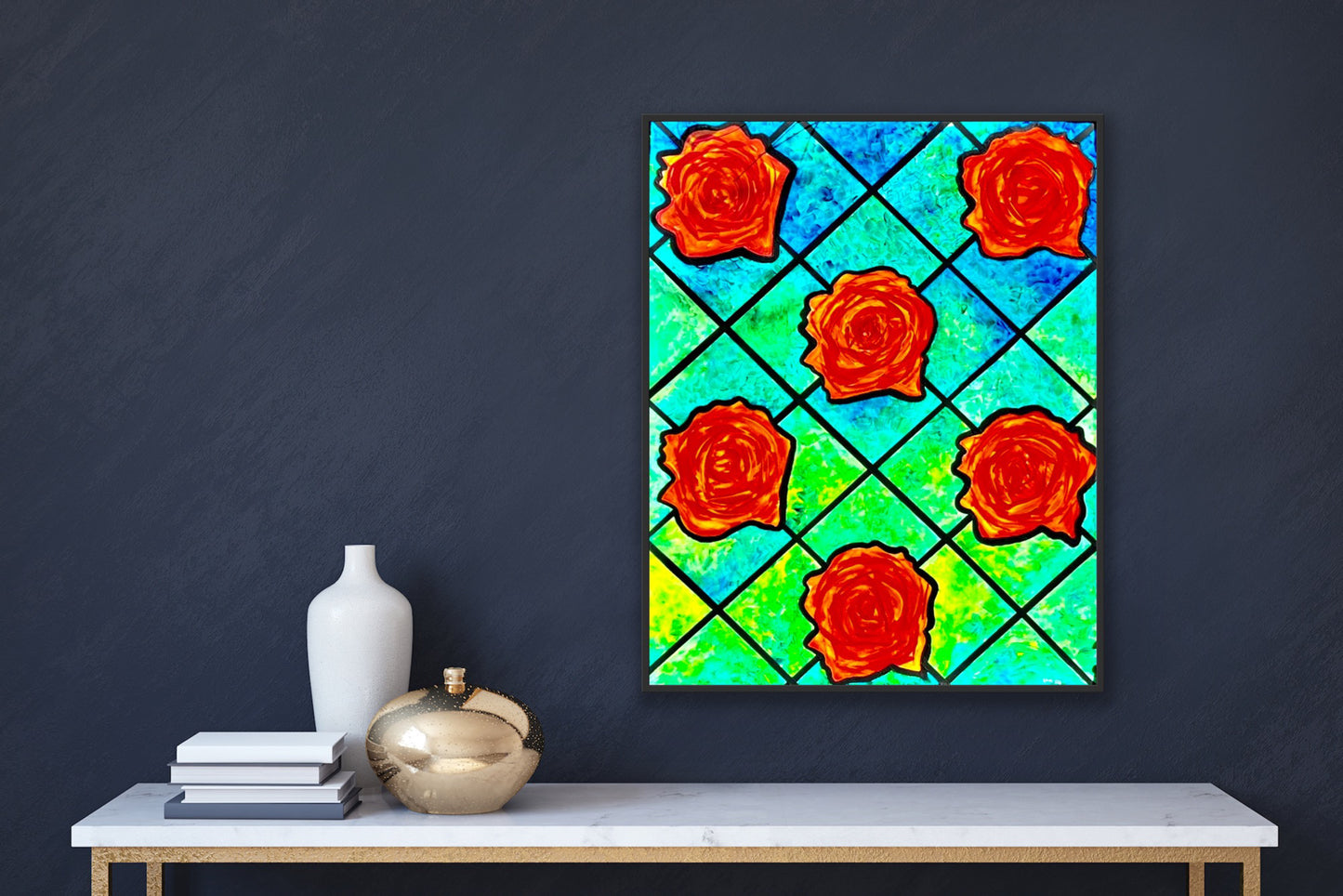 Rose Window Large Acrylic Painting