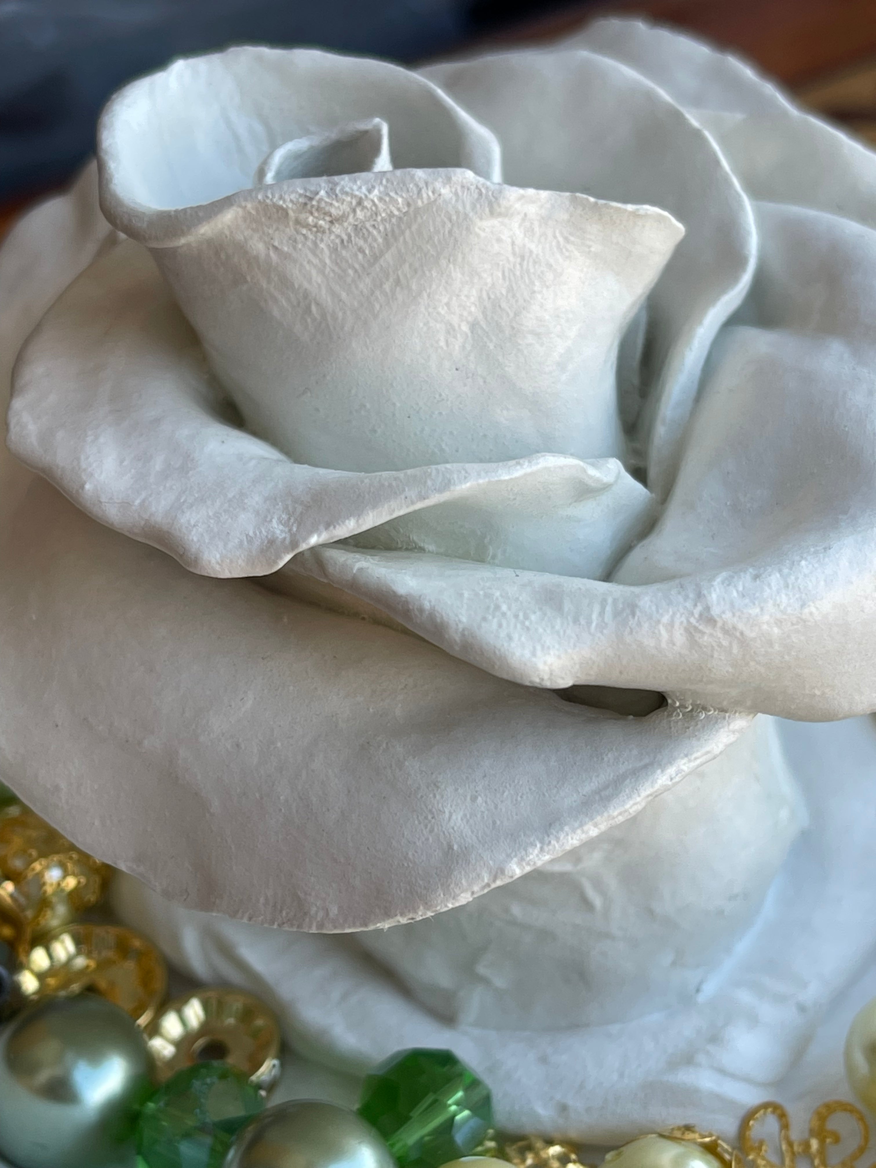 Purity - White Rose Ceramic Trinket Bowl