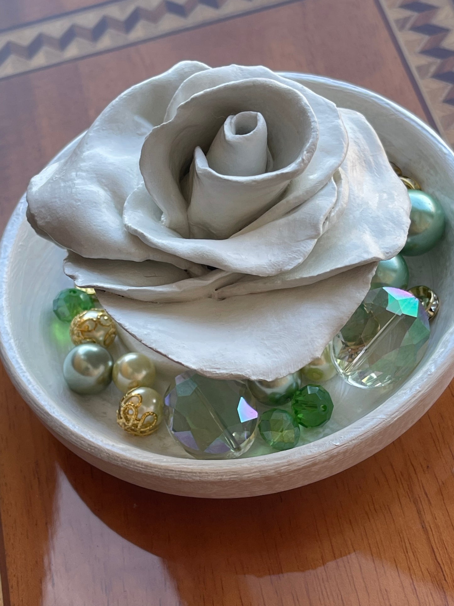 Purity - White Rose Ceramic Trinket Bowl