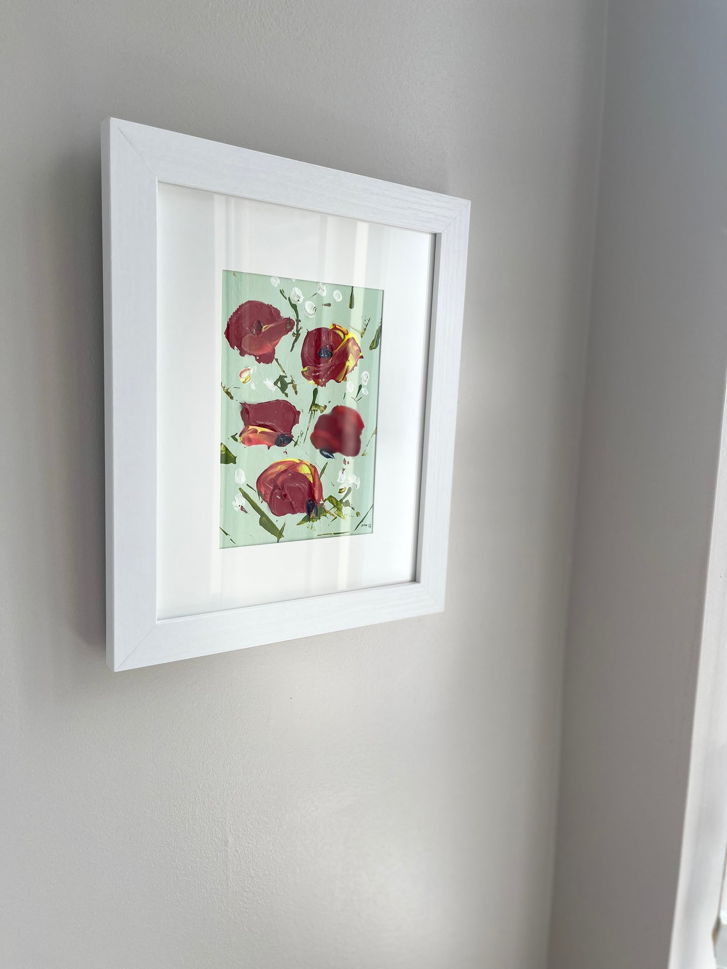 Wild Red Poppies Acrylic Painting Framed