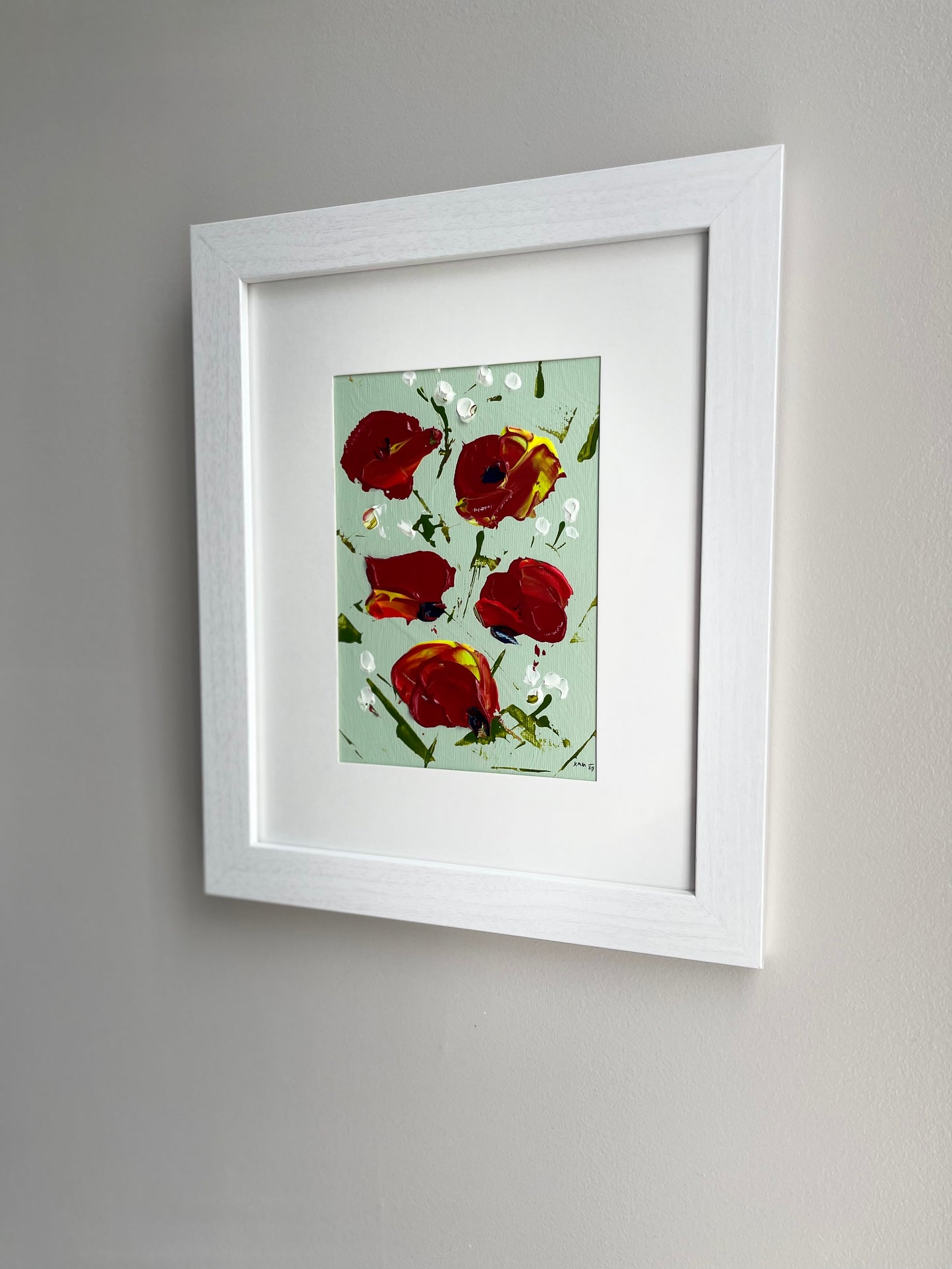 Wild Red Poppies Acrylic Painting Framed