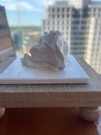 White Rose Pedestal Table Sculptures