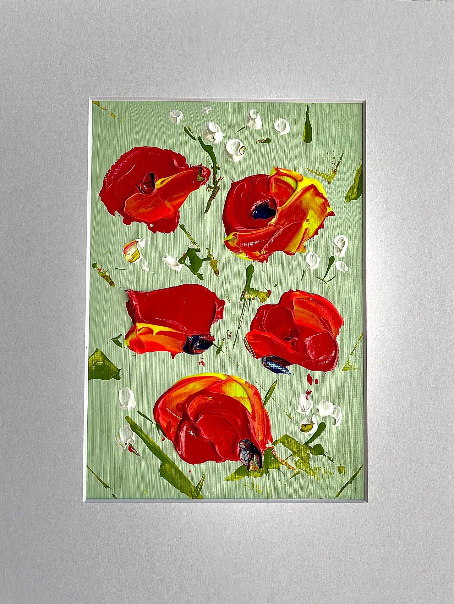 Wild Red Poppies Acrylic Painting Framed