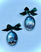 Snow Trees Watercolor Collage Ornament Set