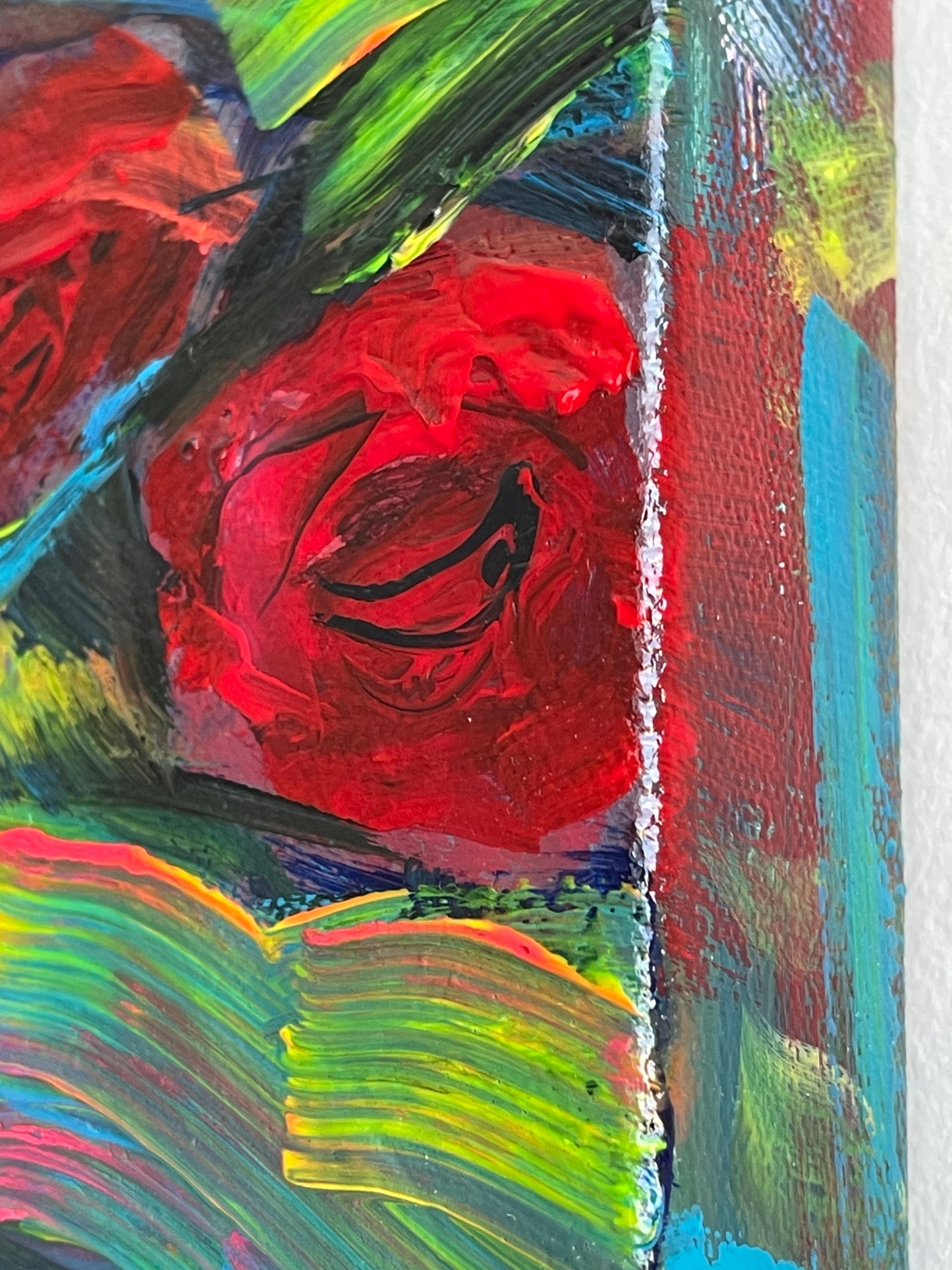 Submerged Roses Mixed Media Painting