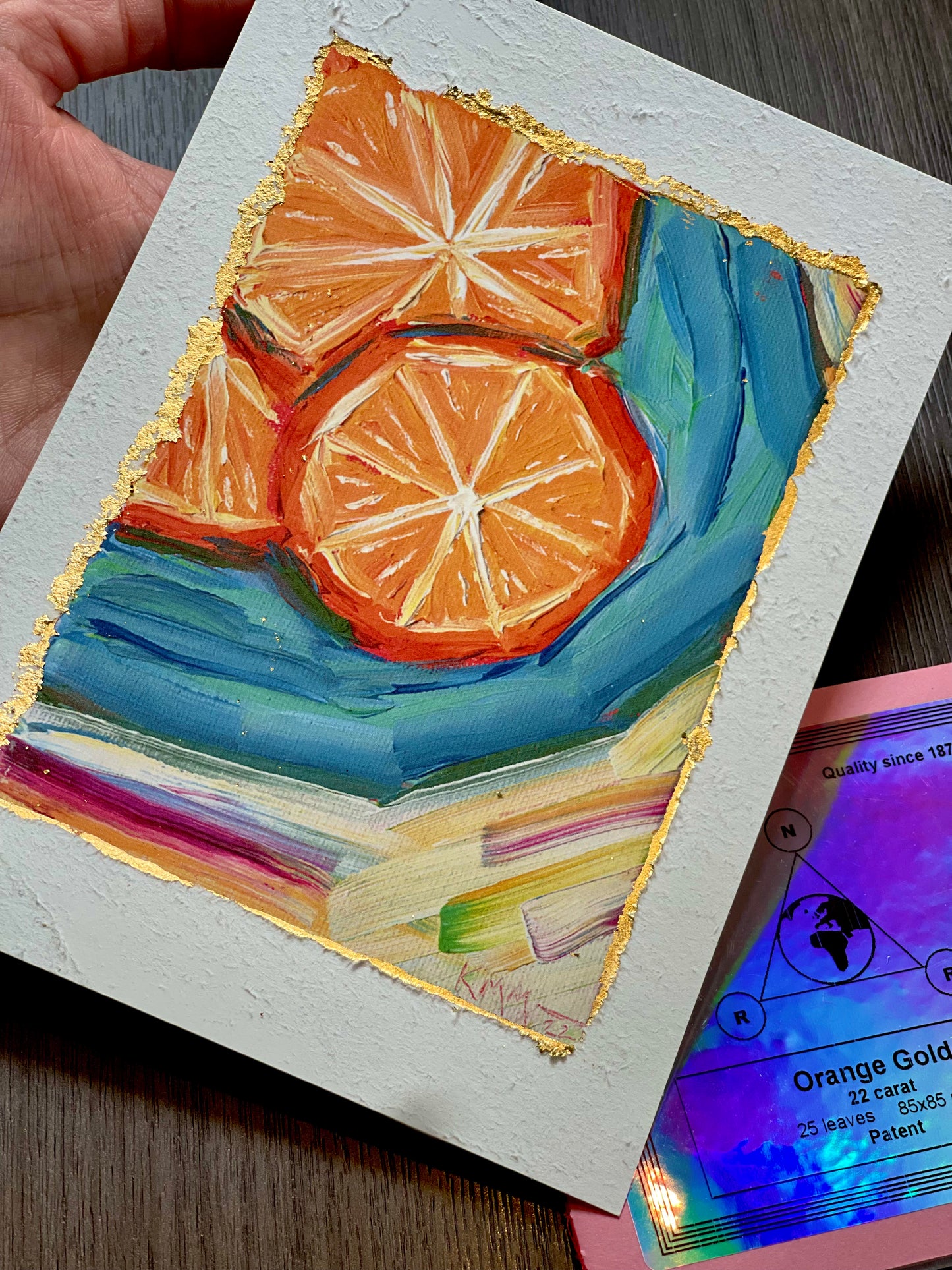 Dirty Oranges - 22K Gold Embellished Print 5" by 7"