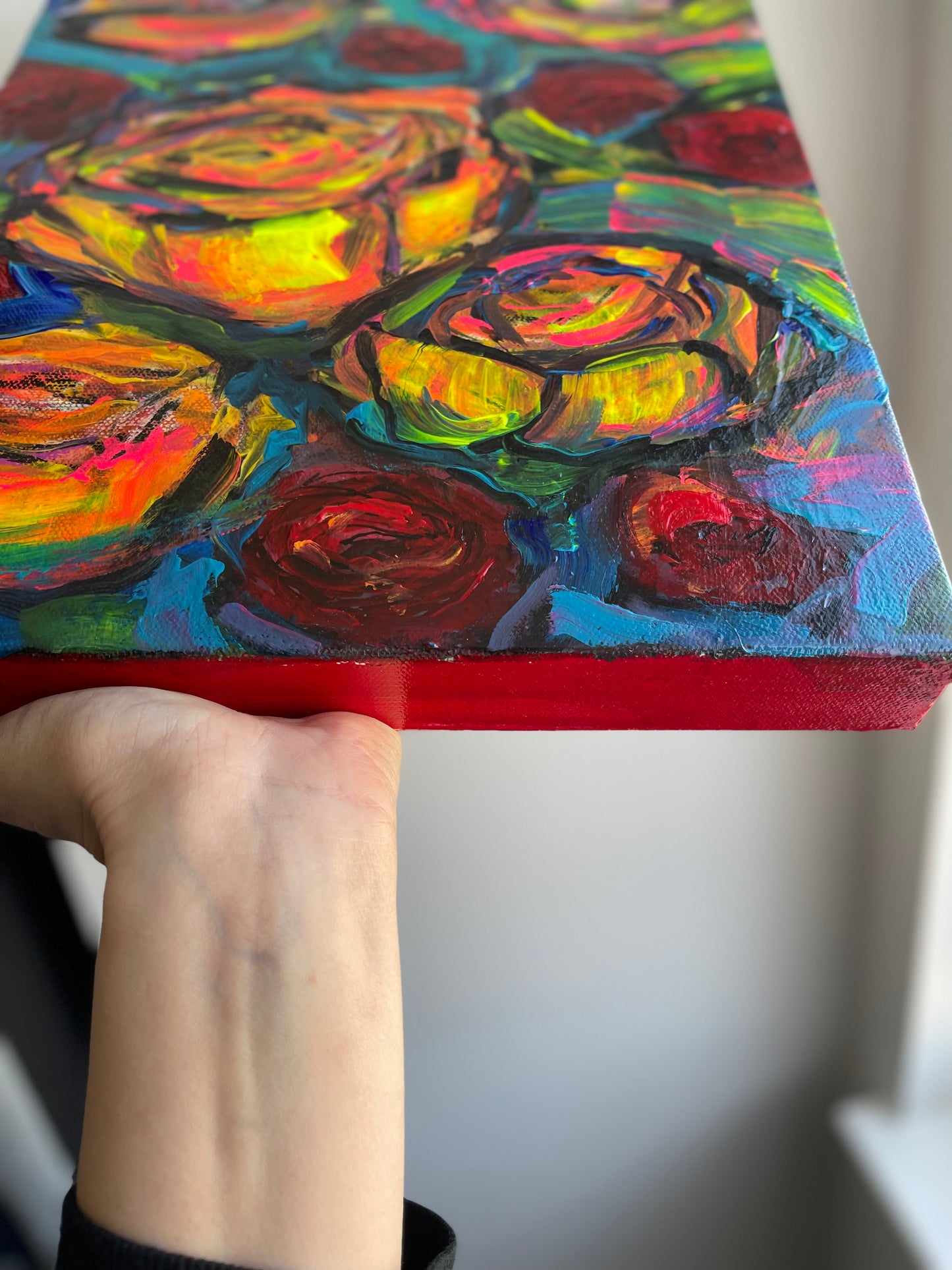 Submerged Roses Mixed Media Painting