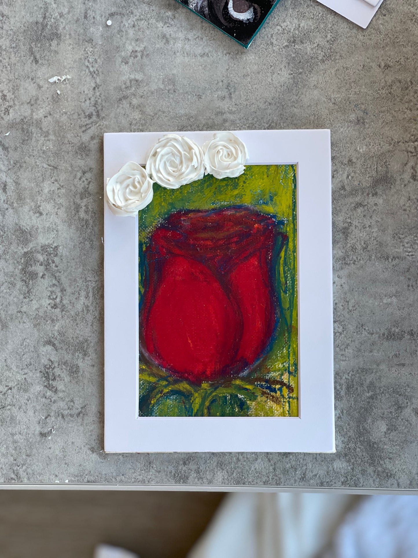 Single Stem Rose - 8" by 6" Mixed Media Painting