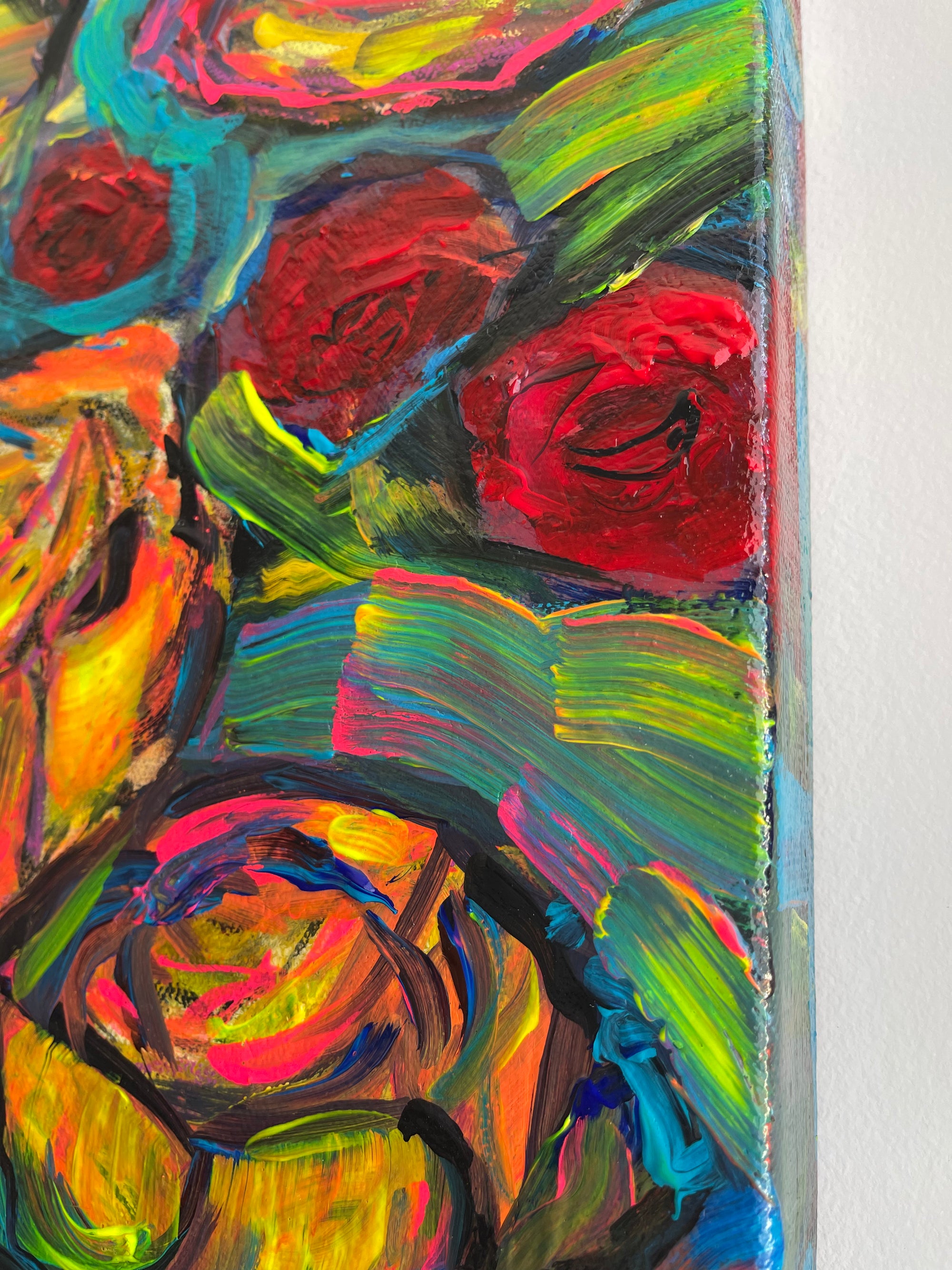 Submerged Roses Mixed Media Painting