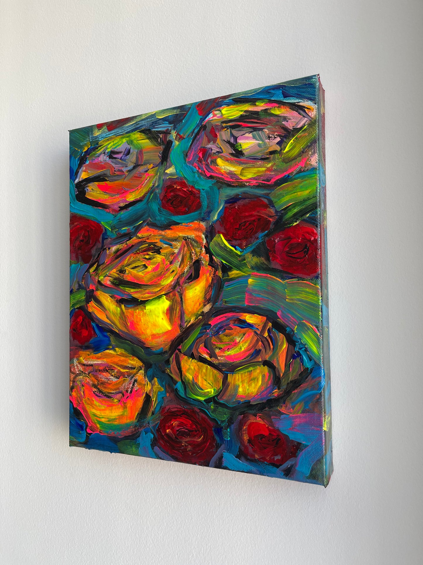 Submerged Roses Mixed Media Painting