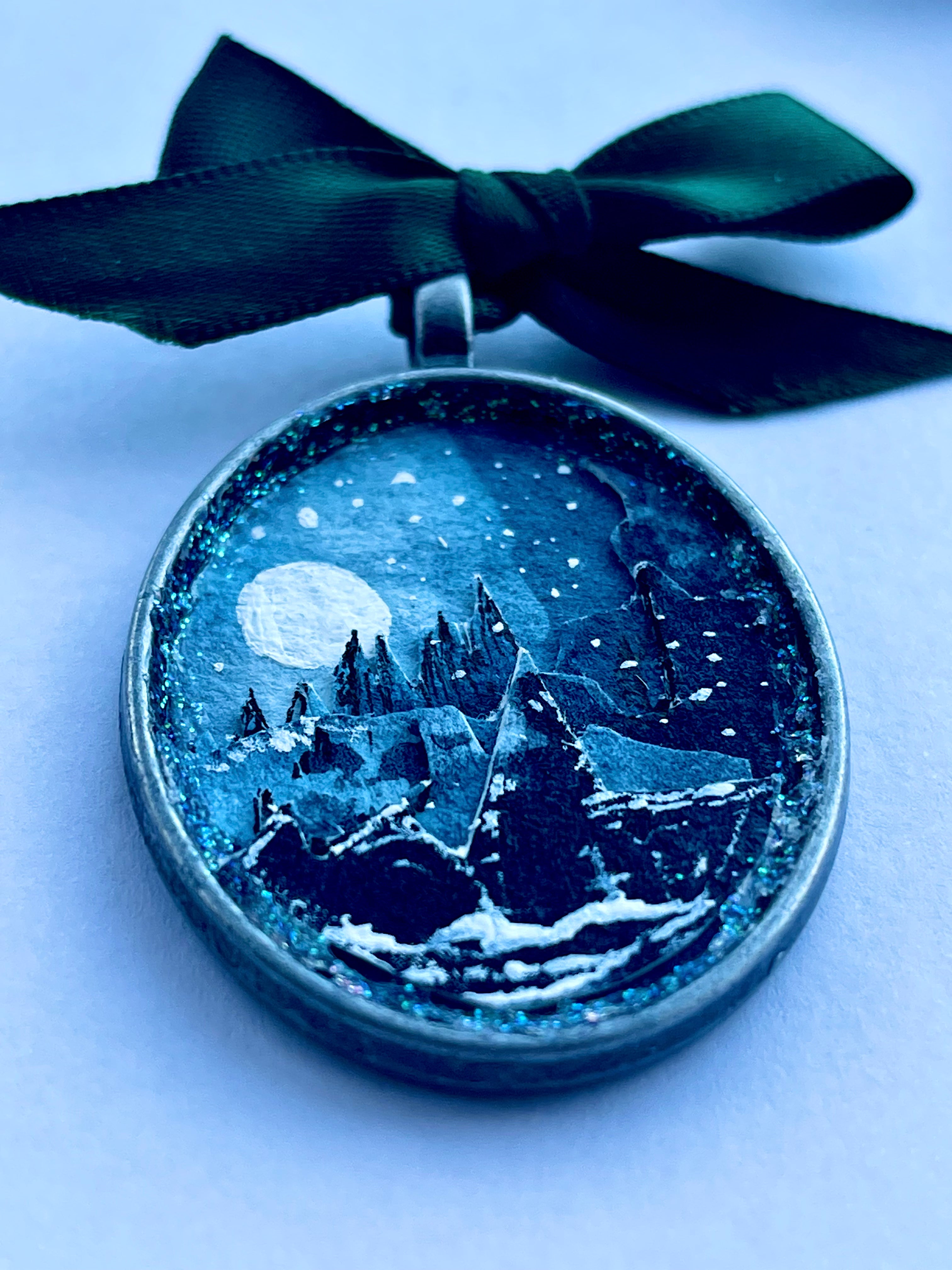 Snow Trees Watercolor Collage Miniature Paintings