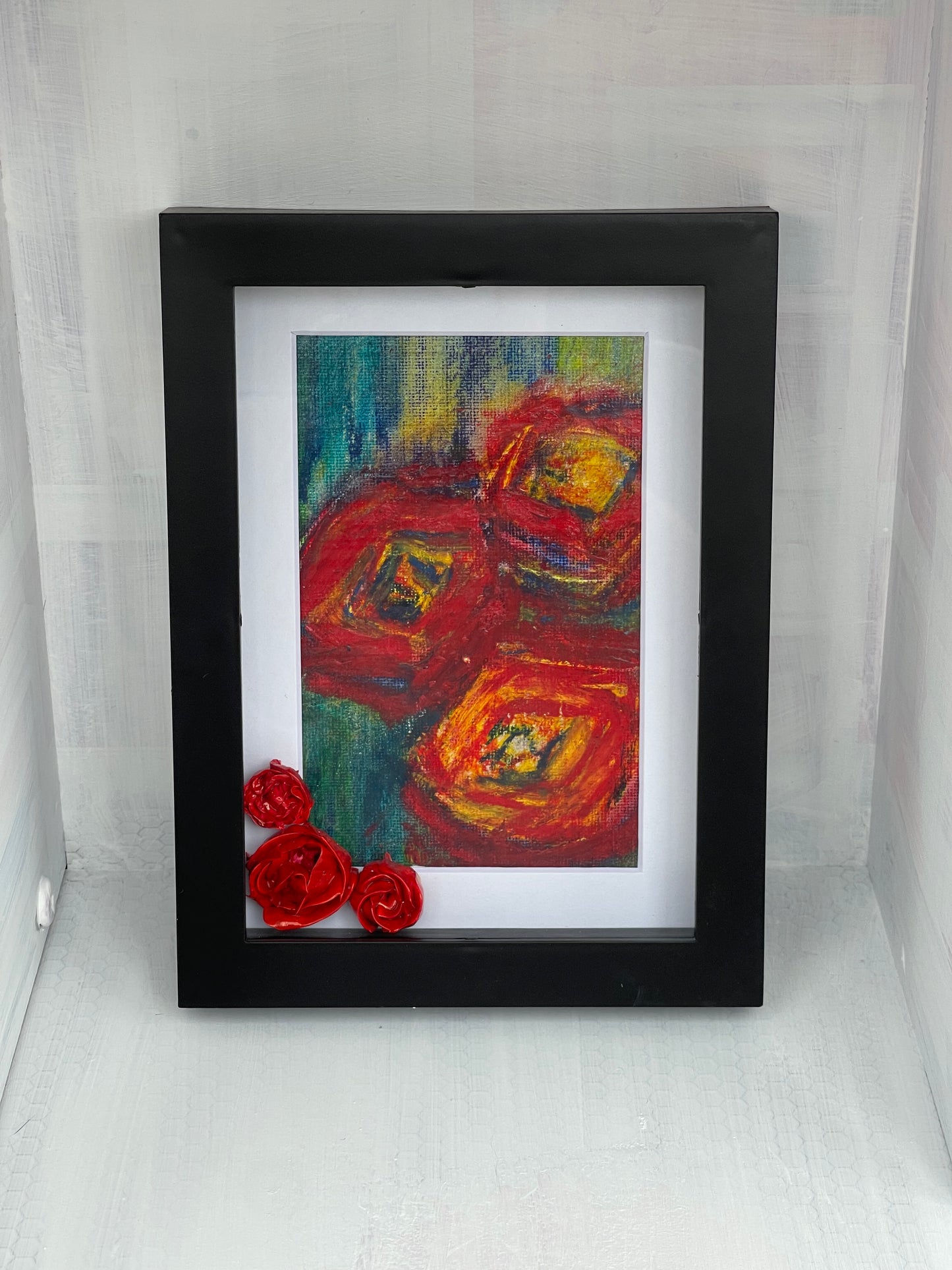 Tapestry Roses - 8" by 6" Mixed Media Painting