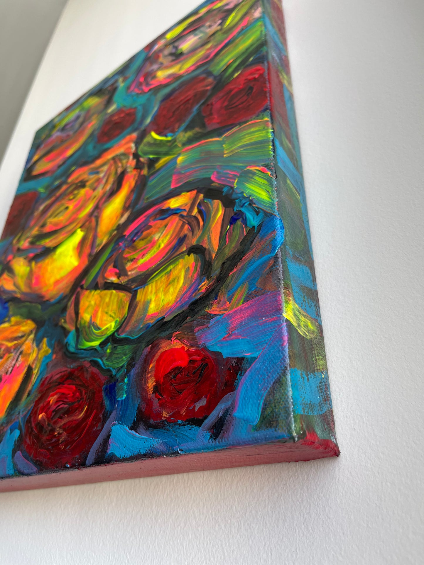 Submerged Roses Mixed Media Painting