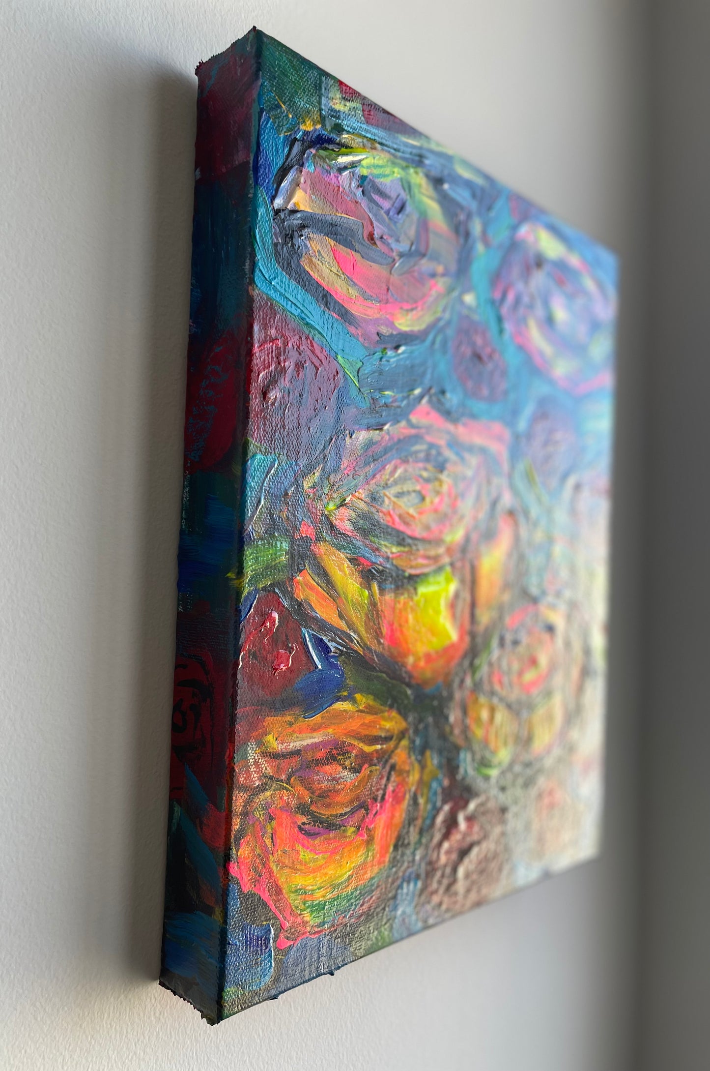 Submerged Roses Mixed Media Painting