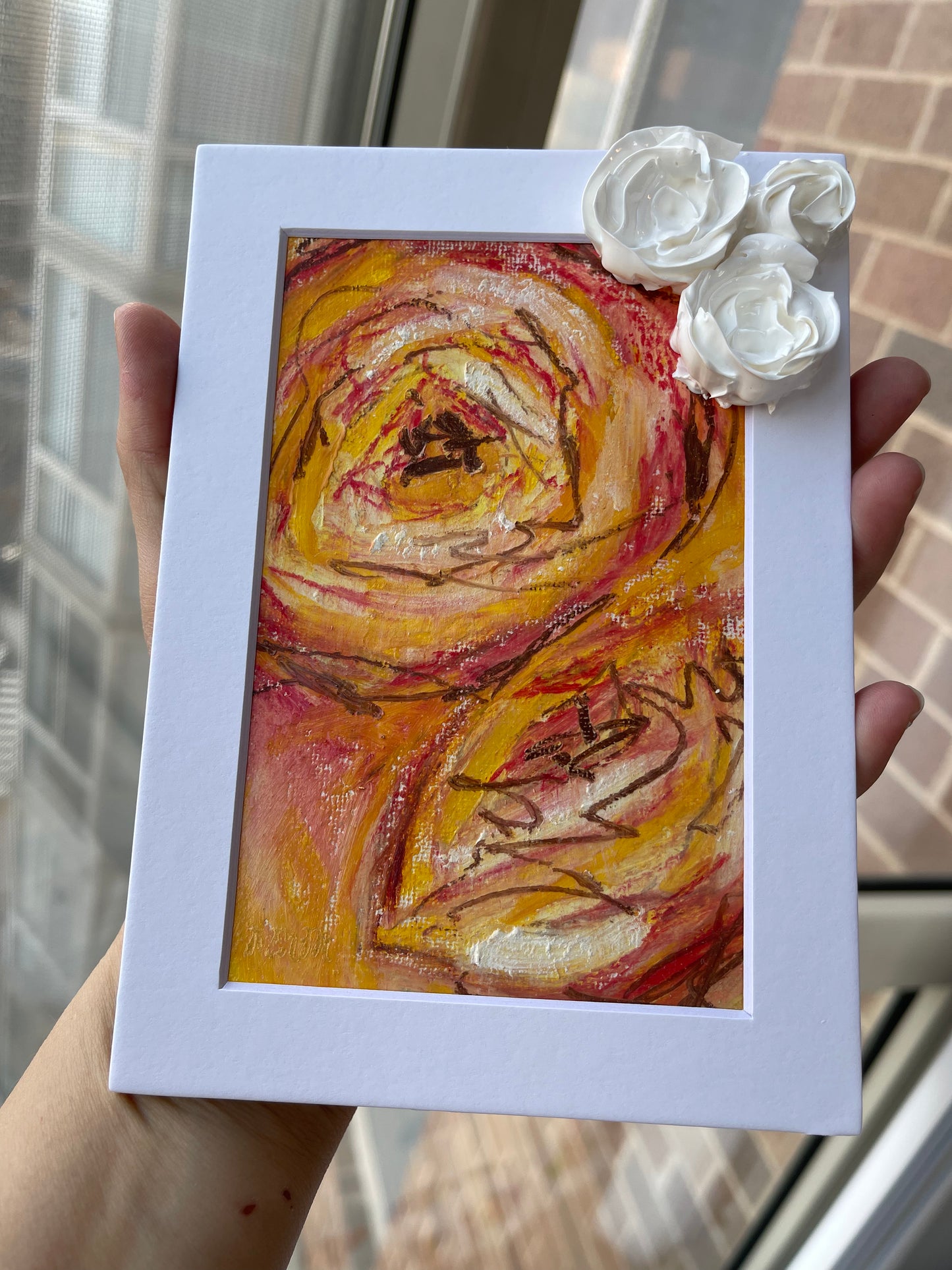 Morning Roses - 8" by 6" Mixed Media Painting