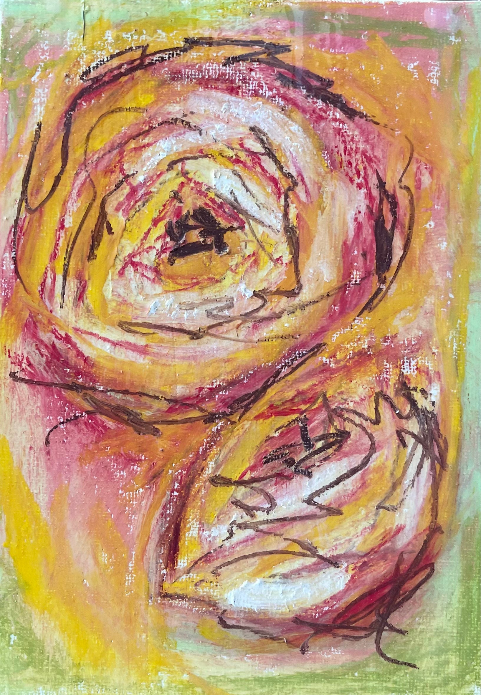 Morning Roses - 8" by 6" Mixed Media Painting