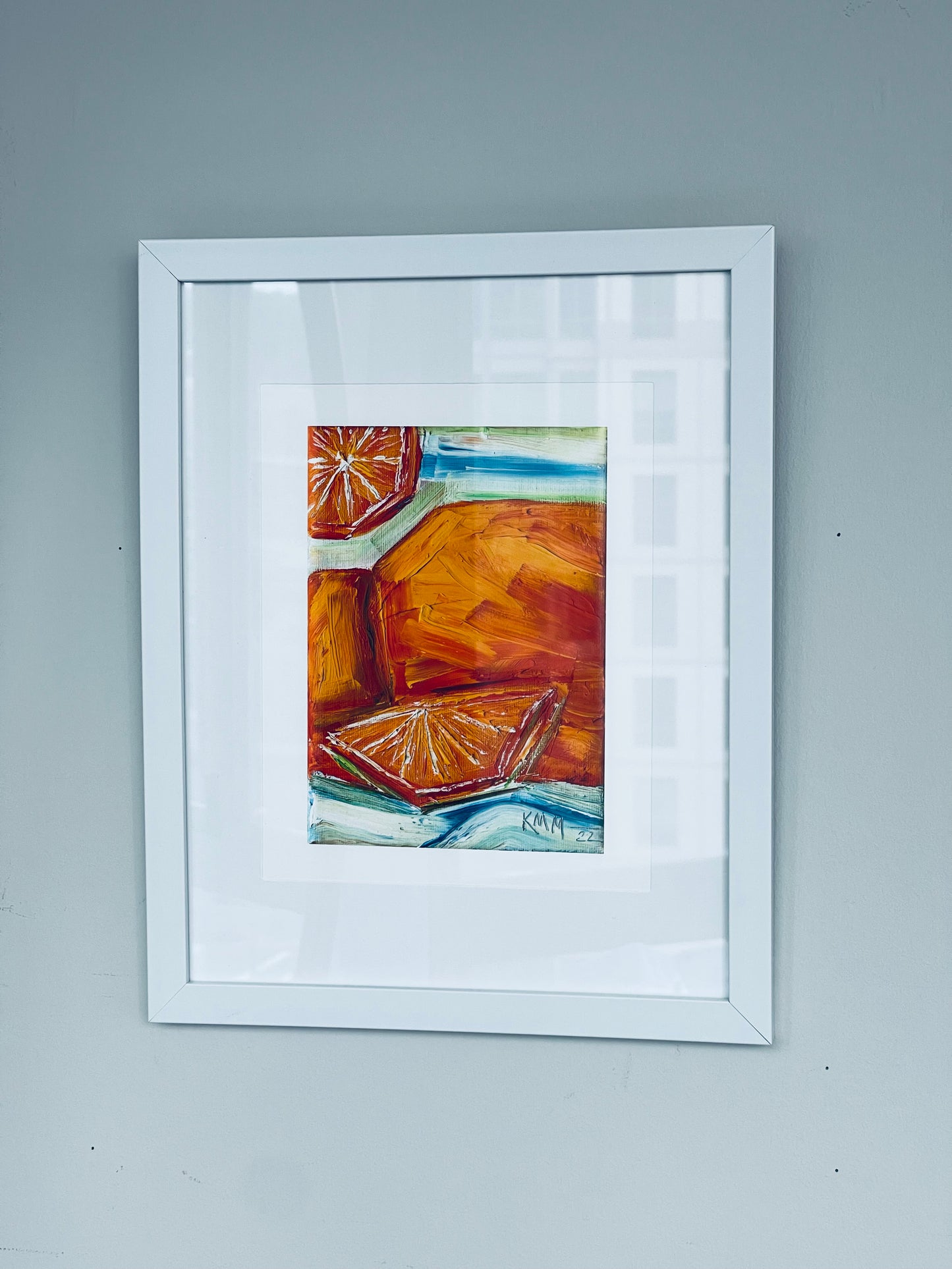 Framed/Matted Oranges with Wedge Giclee Print - Fine Art Quality