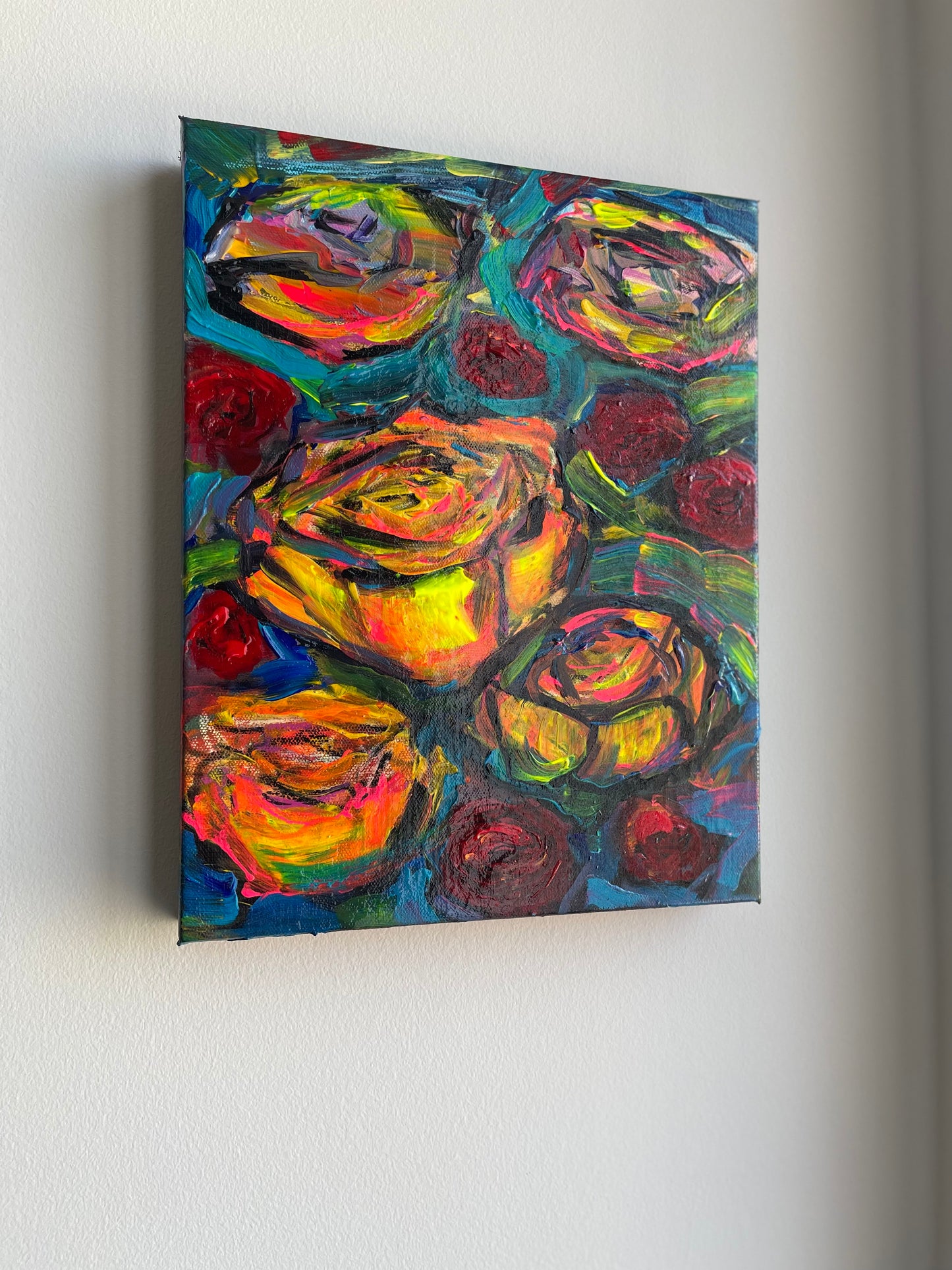 Submerged Roses Mixed Media Painting